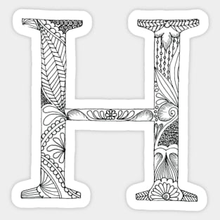 Henna Alphabet H / Henna Letter H - Black Henna Line Art Sticker